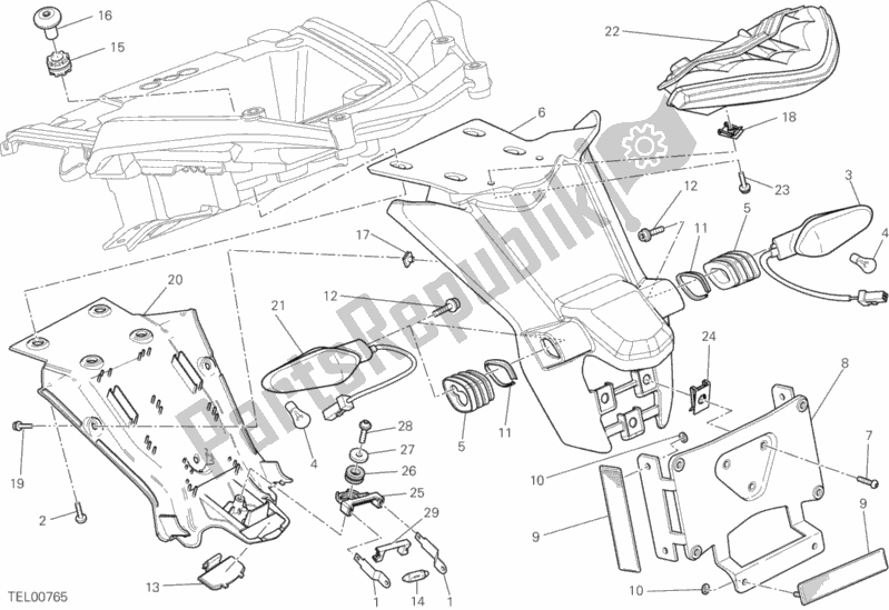 All parts for the Number Plate Holder - Tail Light of the Ducati Multistrada 1200 S Touring USA 2013